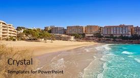 Presentation with female and beach - Amazing slide set having beach in tarragona of catalonia backdrop and a coral colored foreground