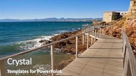  Presentation with beach - Presentation design consisting of beach in tarragona of catalonia background and a coral colored foreground
