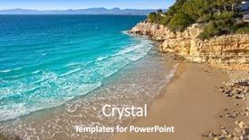  Presentation with little beach cala esmeralda cala - Slide set with beach in tarragona of catalonia background and a coral colored foreground