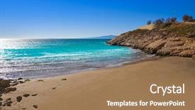  Presentation with little beach cala esmeralda cala - PPT theme having beach in tarragona of catalonia background and a coral colored foreground