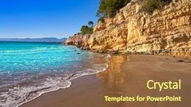  Presentation with little beach cala esmeralda cala - Cool new PPT theme with beach in tarragona of catalonia backdrop and a tawny brown colored foreground