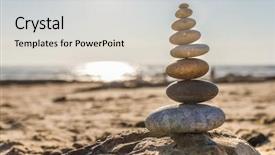  Presentation with free about crystal stones - Beautiful PPT theme featuring beach in the end backdrop and a  colored foreground