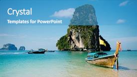  Presentation with krabi - Beautiful presentation design featuring beach ins krabi thailand backdrop and a teal colored foreground