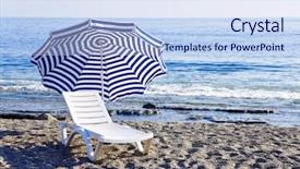  Presentation with lounge - Colorful theme enhanced with beach invitation - chaise lounge with an umbrella backdrop and a light blue colored foreground