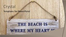  Presentation with heart - PPT theme enhanced with beach is where my heart is old wooden sign over oak background background and a soft green colored foreground