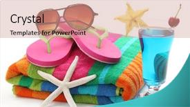  Presentation with beach - Audience pleasing presentation theme consisting of beach items with towel flip backdrop and a coral colored foreground