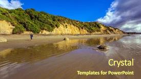  Presentation with boulder - PPT layouts featuring beach koekokhe ocean tide background and a tawny brown colored foreground
