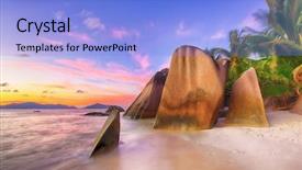  Presentation with granite - Presentation consisting of beach la digue island seychelles background and a light blue colored foreground