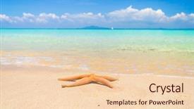  Presentation with medicament natural - Presentation theme with single used paper green napkin in closeup background and a ocean colored foreground