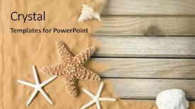  Presentation with a wood basketball court - Beautiful PPT theme featuring beach life - wood and sand background backdrop and a  colored foreground