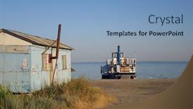  Presentation with life - Presentation theme enhanced with beach-life-of-fedotova-kosa background and a light blue colored foreground