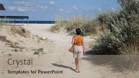  Presentation with life - Cool new PPT theme with beach-life-of-fedotova-kosa backdrop and a mint green colored foreground