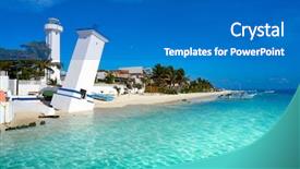 Presentation with maya - Slide deck with beach lighthouse in riviera maya background and a teal colored foreground