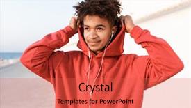  Presentation with african music - Amazing presentation theme having beach listening to music backdrop and a red colored foreground