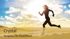  Presentation with running person - Slides having beach nature landscape in afternoon background and a yellow colored foreground