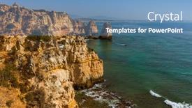  Presentation with algarve - Slides with beach near lagos - algarve region in portugal background and a teal colored foreground