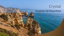  Presentation with algarve - Amazing theme having beach-near-lagos-algarve-region backdrop and a light blue colored foreground