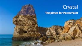  Presentation with algarve - Beautiful theme featuring beach-near-lagos-algarve-region backdrop and a teal colored foreground