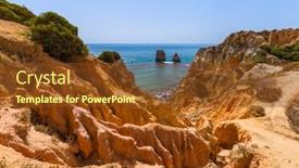  Presentation with algarve - Presentation design featuring beach-near-lagos-algarve-region background and a tawny brown colored foreground