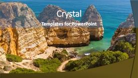  Presentation with algarve - Slides with beach near lagos - algarve region in portugal background and a teal colored foreground