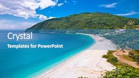  Presentation with beach - Presentation theme with beach near parga village greece background and a teal colored foreground