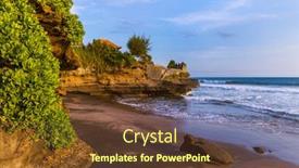  Presentation with bali temple - Colorful presentation theme enhanced with beach-near-tanah-lot-temple backdrop and a tawny brown colored foreground