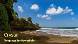  Presentation with bali temple - PPT layouts consisting of beach-near-tanah-lot-temple background and a tawny brown colored foreground