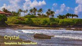  Presentation with bali temple - Slide set with beach-near-tanah-lot-temple background and a tawny brown colored foreground