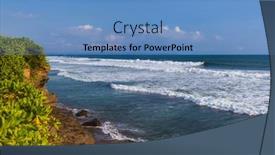  Presentation with bali temple - Colorful PPT layouts enhanced with beach-near-tanah-lot-temple backdrop and a teal colored foreground