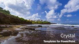 Presentation with bali temple - Presentation design having beach-near-tanah-lot-temple background and a tawny brown colored foreground