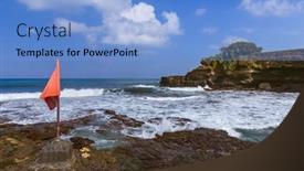  Presentation with indonesia - PPT theme having beach-near-tanah-lot-temple background and a light blue colored foreground