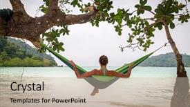  Presentation with sensuality woman black angel relaxing - Audience pleasing slide deck consisting of beach nets - young woman relaxing backdrop and a mint green colored foreground