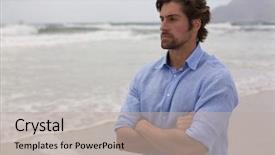  Presentation with view - Colorful slide deck enhanced with beach next to the wave backdrop and a light gray colored foreground