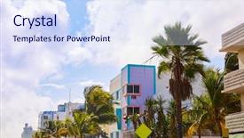  Presentation with art deco - Amazing PPT layouts having beach ocean boulevard art deco backdrop and a sky blue colored foreground