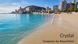  Presentation with beautiful spanish landscape costa blanca - Audience pleasing presentation theme consisting of beach of alicante in costa backdrop and a coral colored foreground