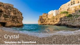  Presentation with lama - Presentation theme with beach-of-cala-paura background and a violet colored foreground