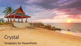  Presentation with island sunset - Cool new PPT theme with beach of koh kho backdrop and a yellow colored foreground