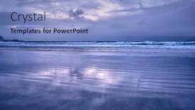  Presentation with rocky - Theme enhanced with beach of norwegian sea on rocky coast in fjord on sunset skagsanden beach lofoten islands norway background and a light blue colored foreground