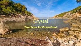  Presentation with port - PPT theme enhanced with beach-of-port-sant-miquel background and a tawny brown colored foreground