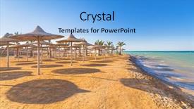  Presentation with red laser beam - Cool new slide deck with beach of red sea backdrop and a light blue colored foreground