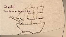  Presentation with footprints and sand beach - Theme featuring beach of sailboat boat background and a  colored foreground