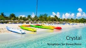 Presentation with sails sailing yacht catamaran sailing - Beautiful PPT theme featuring beach of varadero in cuba backdrop and a seafoam green colored foreground