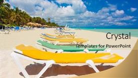  Presentation with beds - Slides having beach of varadero in cuba background and a  colored foreground