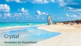  Presentation with turquoise beach - Beautiful theme featuring beach of varadero in cuba backdrop and a light blue colored foreground