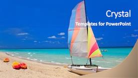  Presentation with beautiful skin and beach - Slide set having beach of varadero in cuba background and a cobalt blue colored foreground