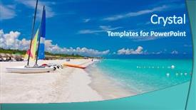  Presentation with beautiful skin and beach - PPT theme with beach of varadero in cuba background and a teal colored foreground