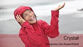  Presentation with rain - Presentation theme having beach on a gray rainy background and a red colored foreground