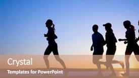  Presentation with big group people - PPT layouts consisting of beach on beautiful summer sunset background and a coral colored foreground