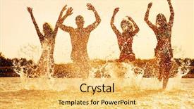  Presentation with sunset beach - Presentation theme consisting of beach on beautiful summer background and a yellow colored foreground