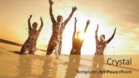  Presentation with festival - Amazing theme having water festival - group of happy young people backdrop and a yellow colored foreground